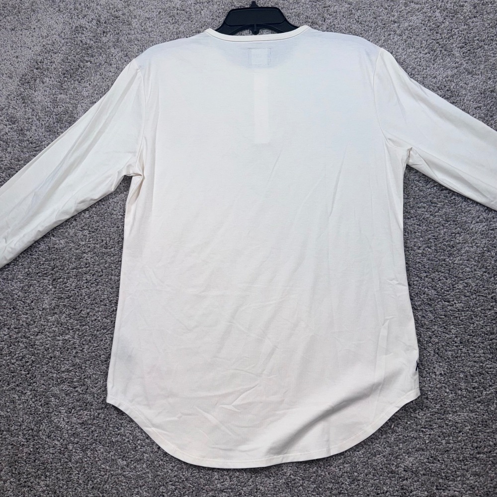 Cuts Elongated Henley Mens Long Sleeve Stretch Off-White Medium NEW - Picture 4 of 9